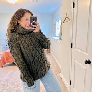 Emerson Fry Brown Cable Knit Wool Alpaca Turtleneck Sweater Medium
